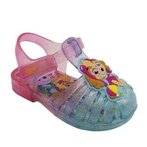 paw patrol glitter colorful jelly sandals kids size 4